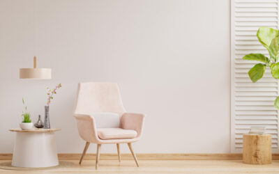 living-room-interior-wall-mockup-warm-tones-with-pink-armchair-minimal-design-3d-rendering